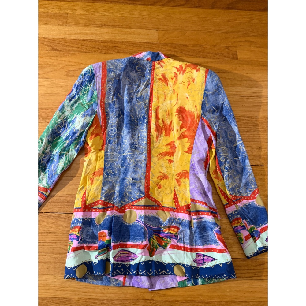 Vintage Platinum Dorothy Schoelen 3pc Blazer Shorts Set Silk Tank Multi Color P - Picture 7 of 11